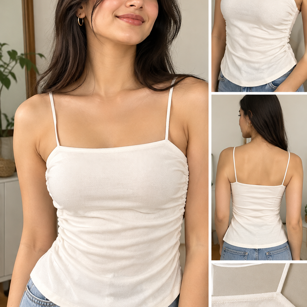 Cream knit tie front top