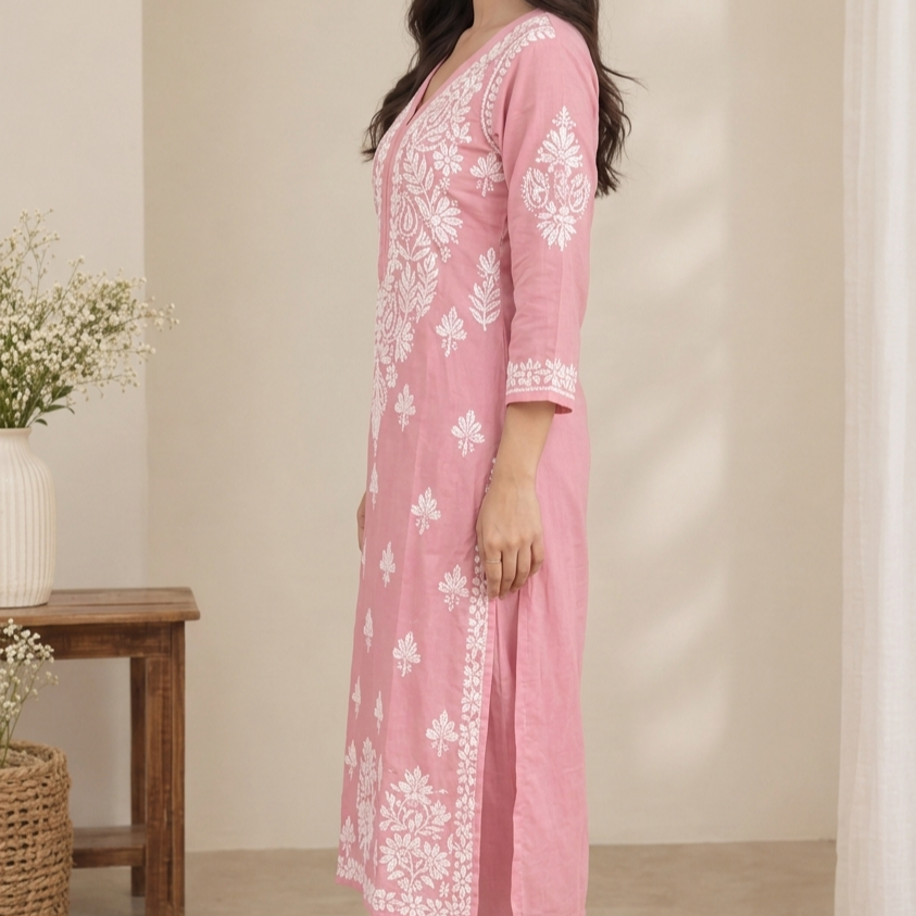 Lucknowi chikankari kurti pant set